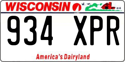 WI license plate 934XPR