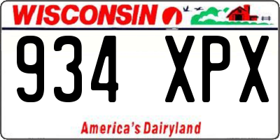 WI license plate 934XPX