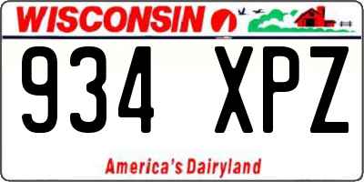 WI license plate 934XPZ