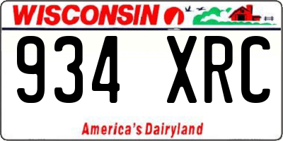 WI license plate 934XRC