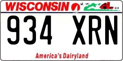 WI license plate 934XRN