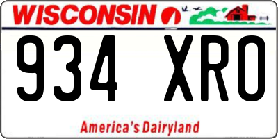 WI license plate 934XRO
