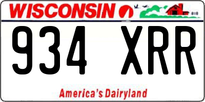 WI license plate 934XRR
