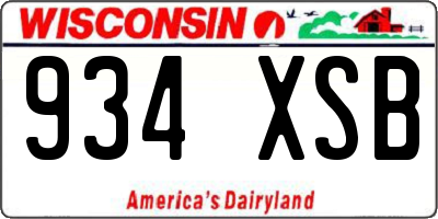 WI license plate 934XSB