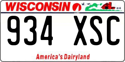 WI license plate 934XSC