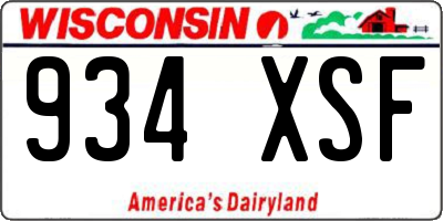 WI license plate 934XSF