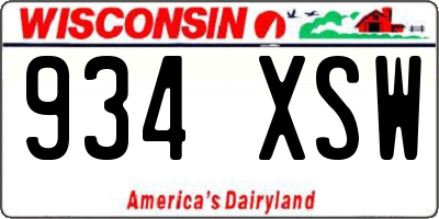 WI license plate 934XSW