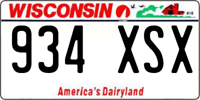 WI license plate 934XSX