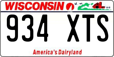WI license plate 934XTS