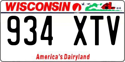 WI license plate 934XTV