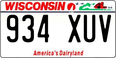 WI license plate 934XUV