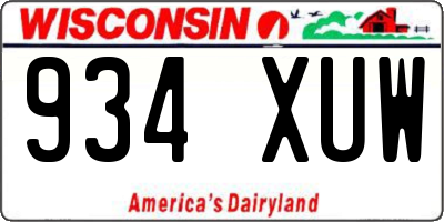 WI license plate 934XUW