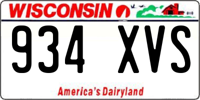WI license plate 934XVS