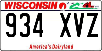 WI license plate 934XVZ