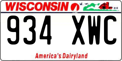 WI license plate 934XWC