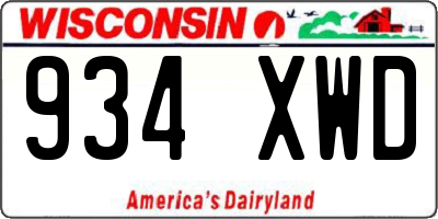 WI license plate 934XWD