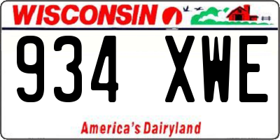 WI license plate 934XWE