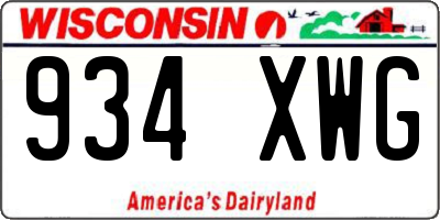 WI license plate 934XWG