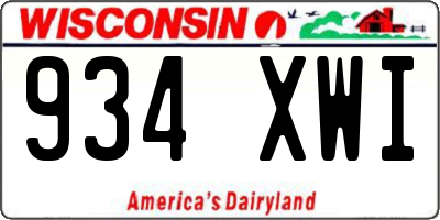 WI license plate 934XWI