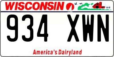 WI license plate 934XWN