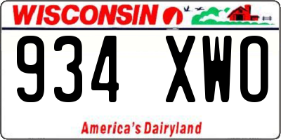 WI license plate 934XWO