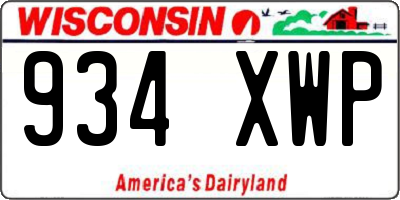 WI license plate 934XWP