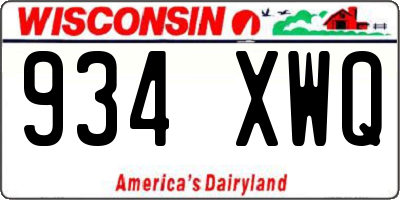 WI license plate 934XWQ