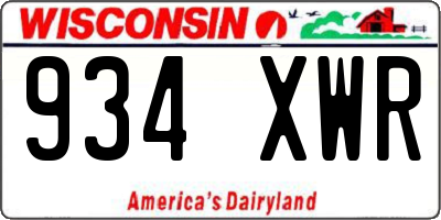 WI license plate 934XWR