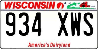 WI license plate 934XWS