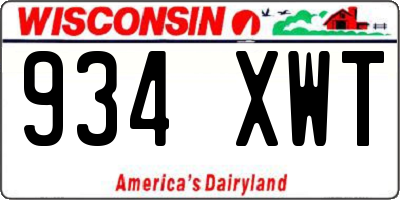 WI license plate 934XWT