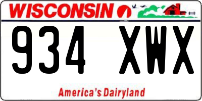 WI license plate 934XWX