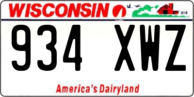 WI license plate 934XWZ