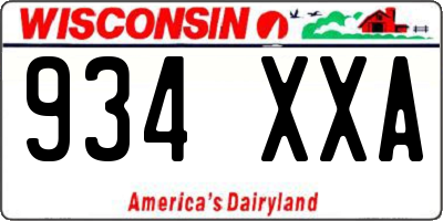 WI license plate 934XXA