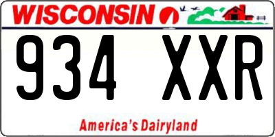 WI license plate 934XXR