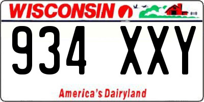 WI license plate 934XXY
