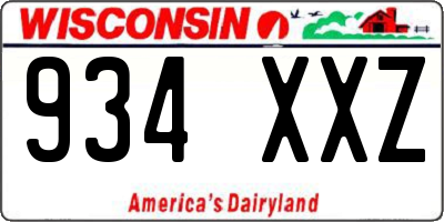 WI license plate 934XXZ