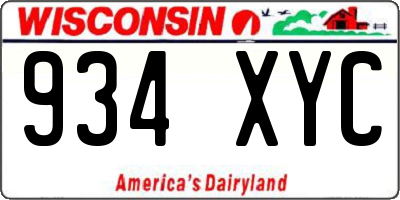 WI license plate 934XYC