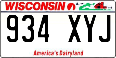 WI license plate 934XYJ
