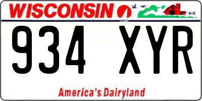 WI license plate 934XYR