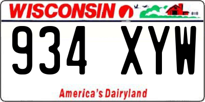 WI license plate 934XYW