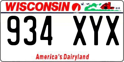 WI license plate 934XYX