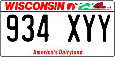WI license plate 934XYY