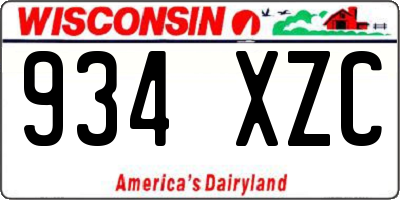 WI license plate 934XZC