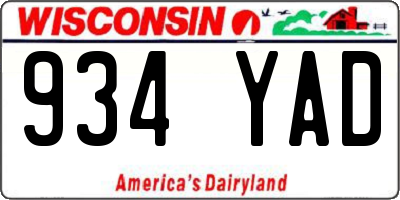 WI license plate 934YAD