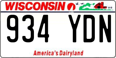 WI license plate 934YDN