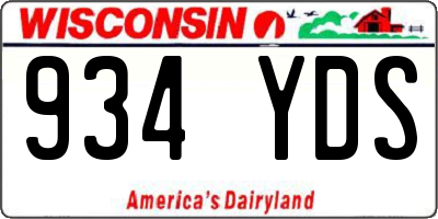 WI license plate 934YDS