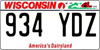 WI license plate 934YDZ