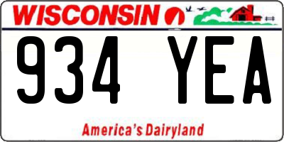 WI license plate 934YEA