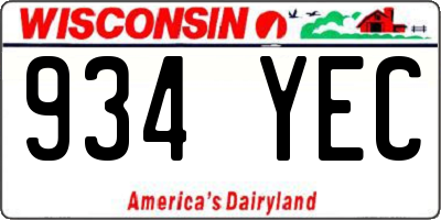 WI license plate 934YEC