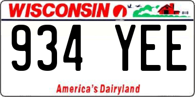 WI license plate 934YEE
